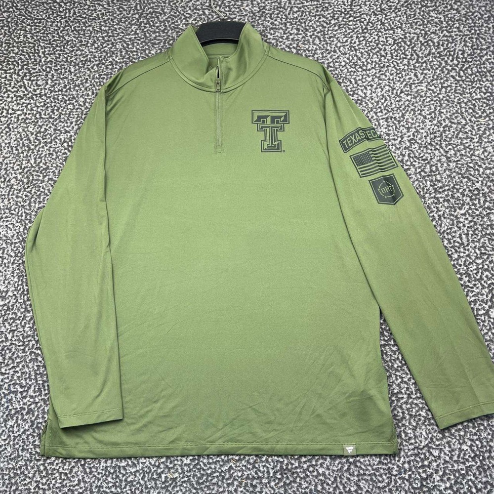 Texas Tech Red Raiders OHT Shirt Men Large Green Fanatics 1/4 Zip Pullover New L